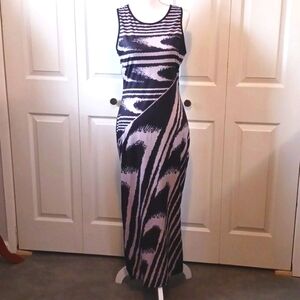 NEW Micas Crew Neck Sleeveless Bodycon Maxi Dress Black & Grey Size‎ L